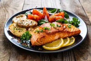 salmon dish. Seafood dish.
