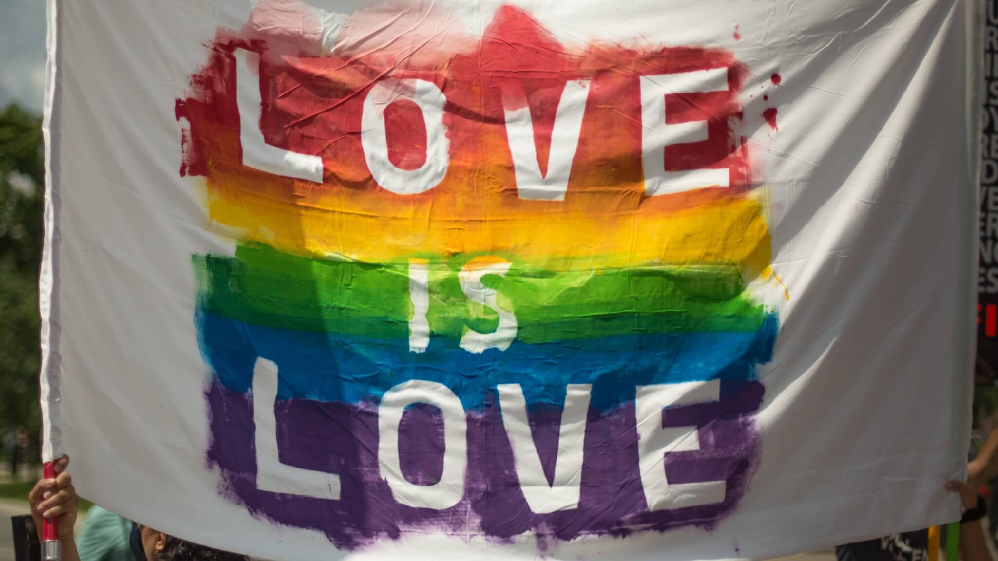rainbow "love is love" lgbtq banner