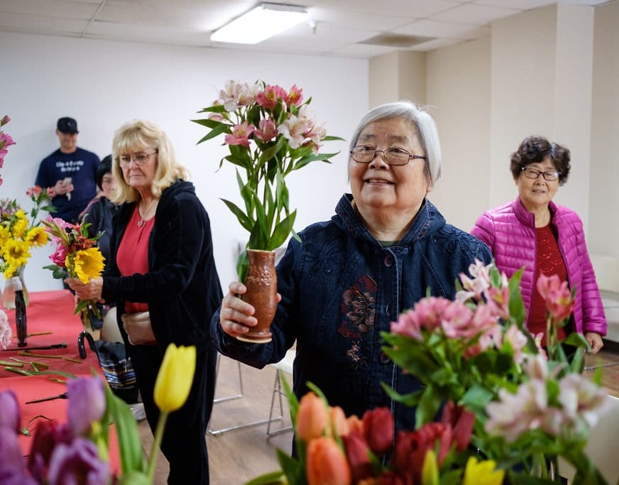 Seniors, Flower arranging at San Francisco Senior Center