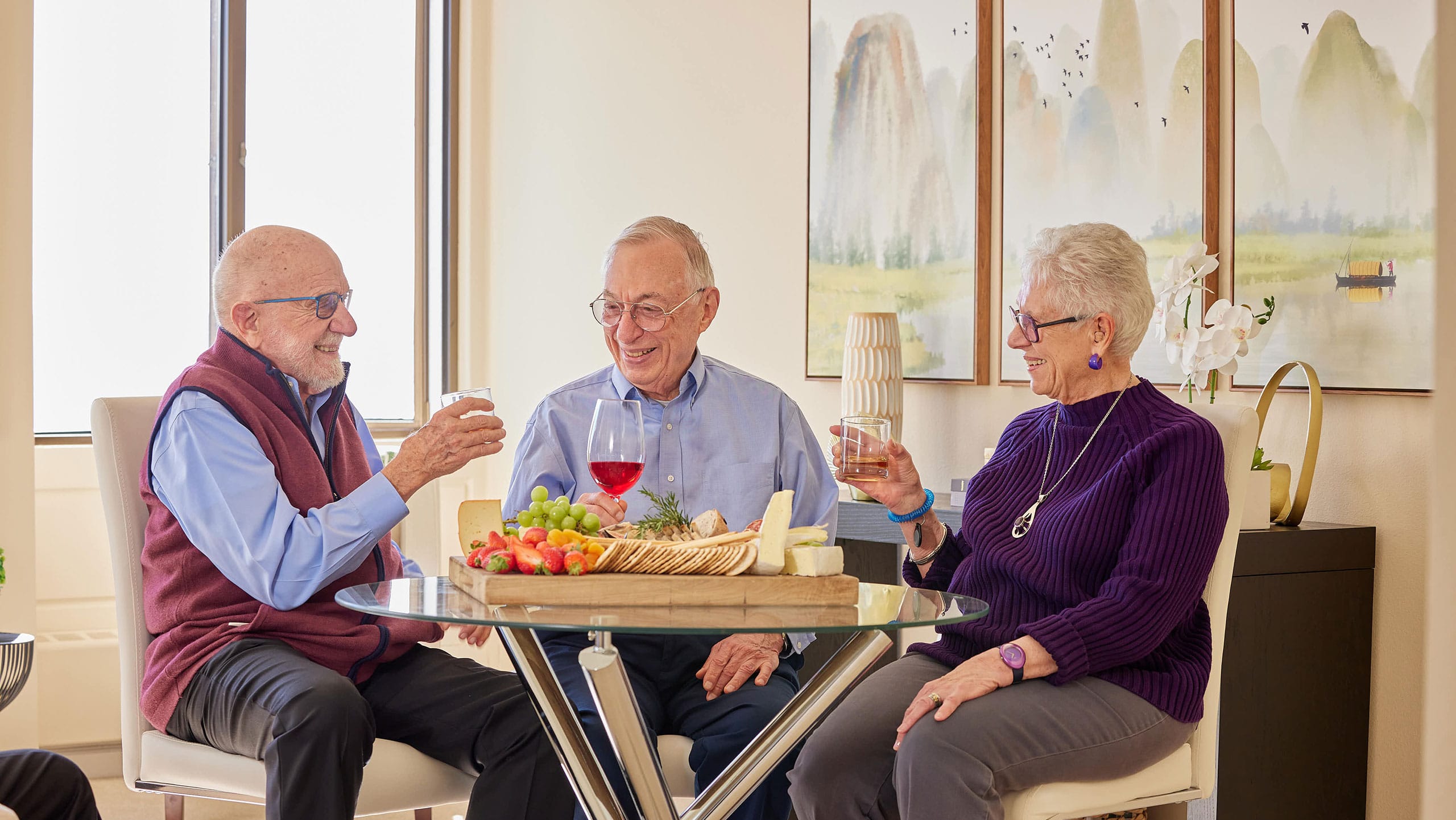 Residents enjoying social activities at Sequoia Living