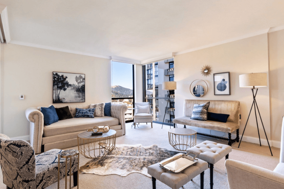 apartment, living room with amazing view, at The Tamalpais Marin