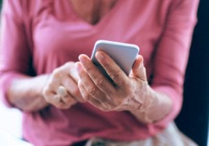 elderly woman on cell phone