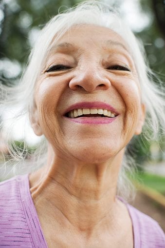 Elderly woman smiling headshot