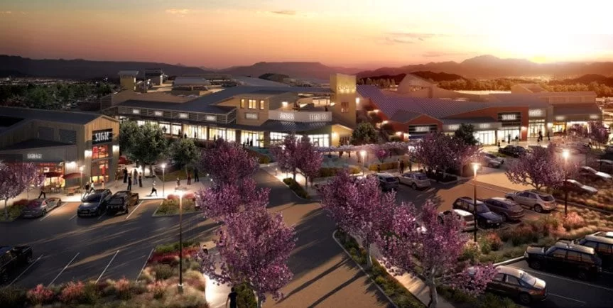Overhead rendering of the viamonte walnut creek's the orchards at dusk.